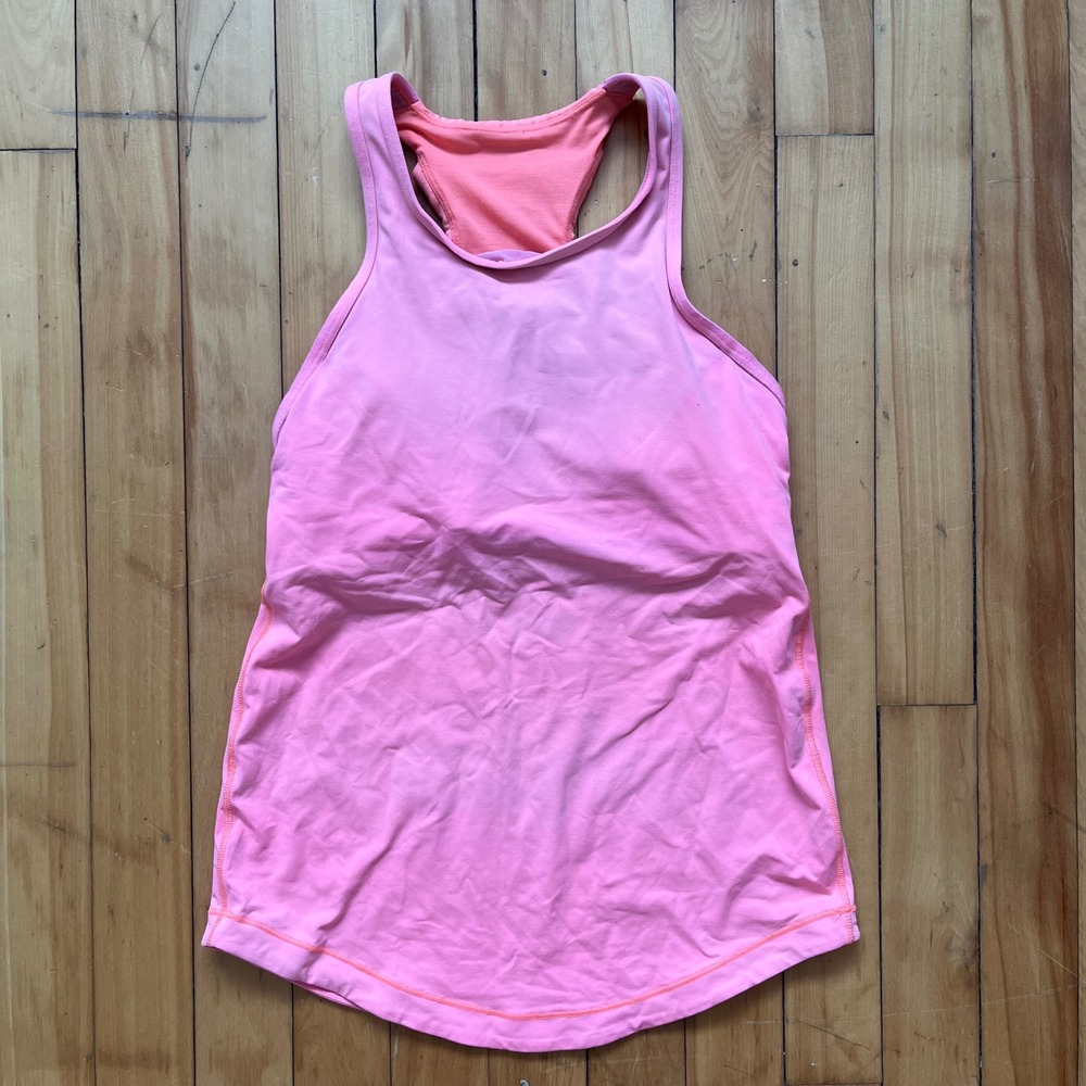 Lululemon Pink Orange Athletic Tank Top Built In Bra Racerback Size 6